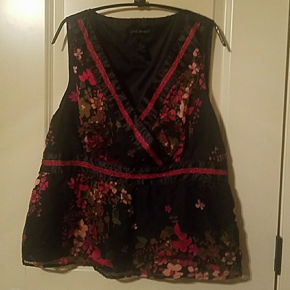 Sleeveless Red and Black Lane Bryant Top sz 16